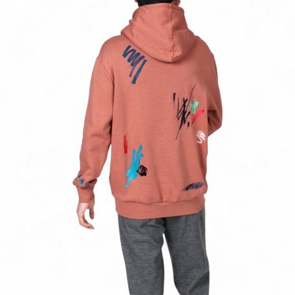 PAUL SMITH Embroidered Marker Pen Mens Pink Hoodie Ink Spill Organic Cotton L - Picture 4 of 16